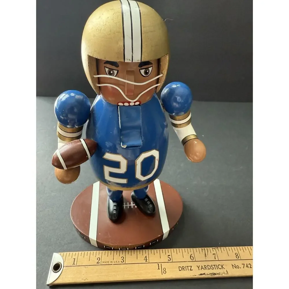 Nutcracker Village Blue Gold Football Player 2001 Sports Fan Academia Athletic